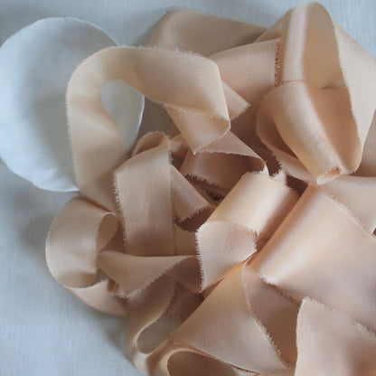 Touch of Pink Silk Crepe de Chine Ribbon Hand Torn