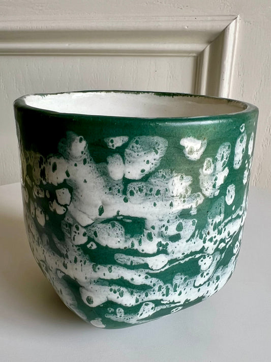 Phalsiii Ceramics Green Splatter Pot