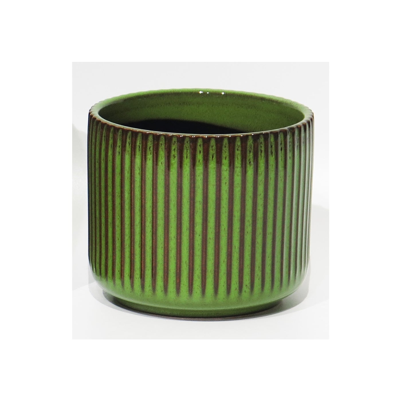 GREEN STRIPE CERAMIC POT