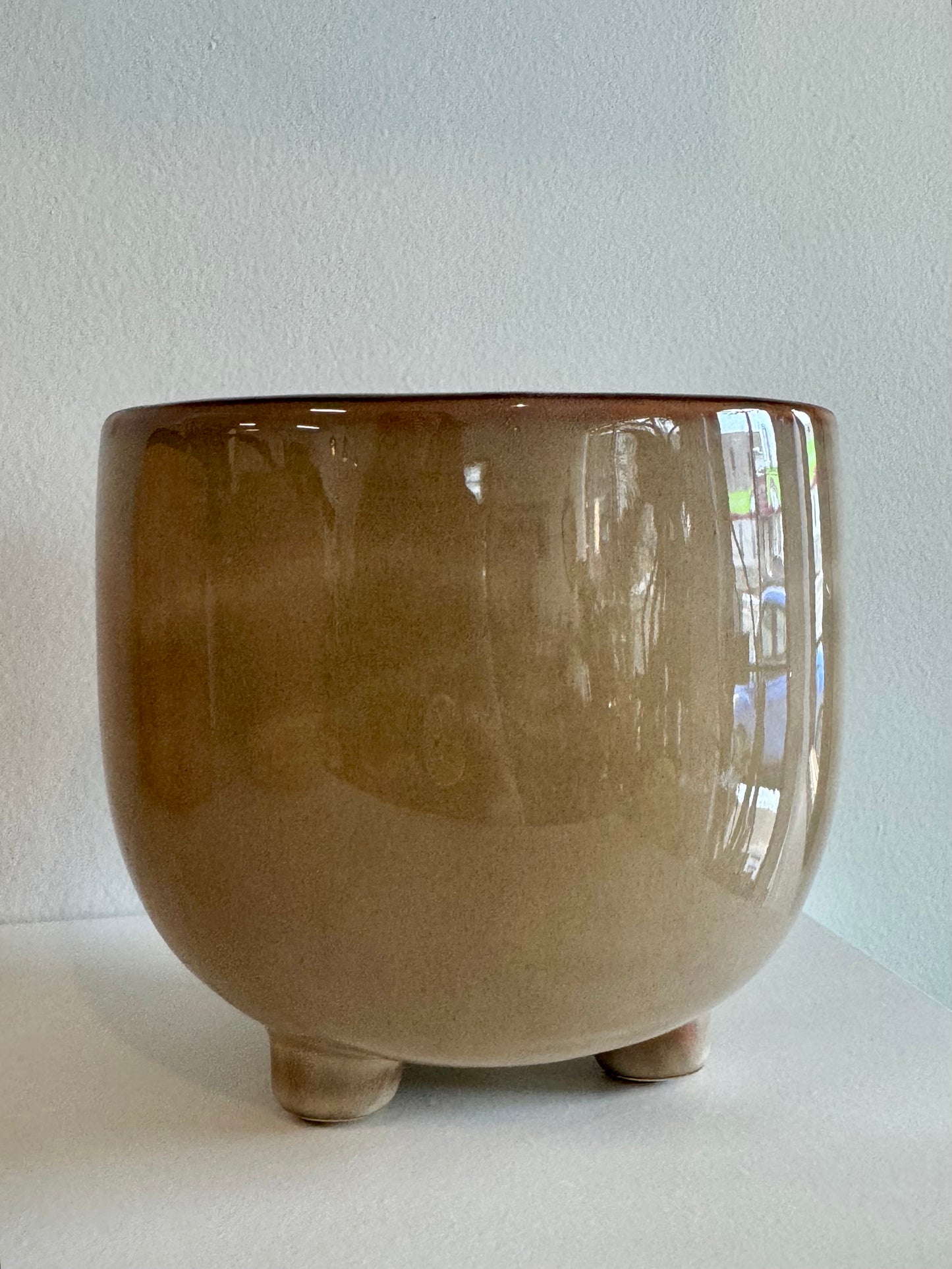 Taupe Pedestal Pot