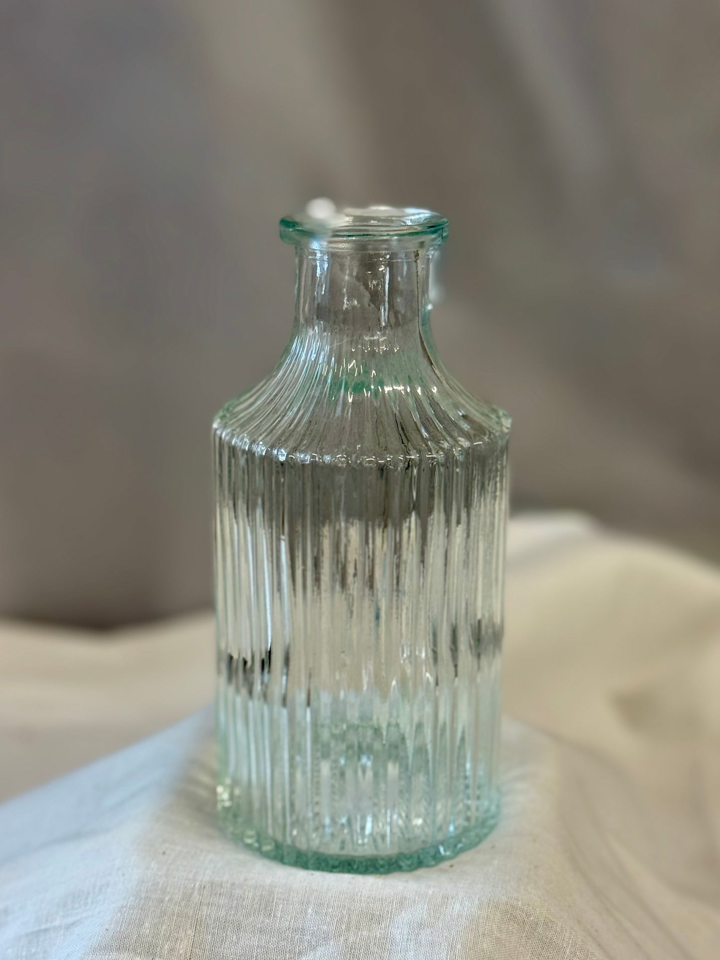 Clear Ribbed Bud Vase