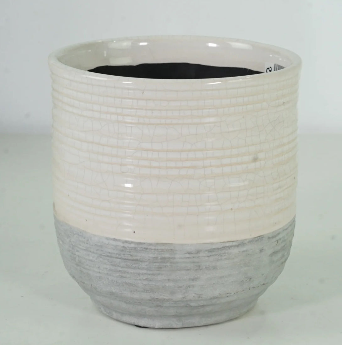 White and Grey Ceramic Pot