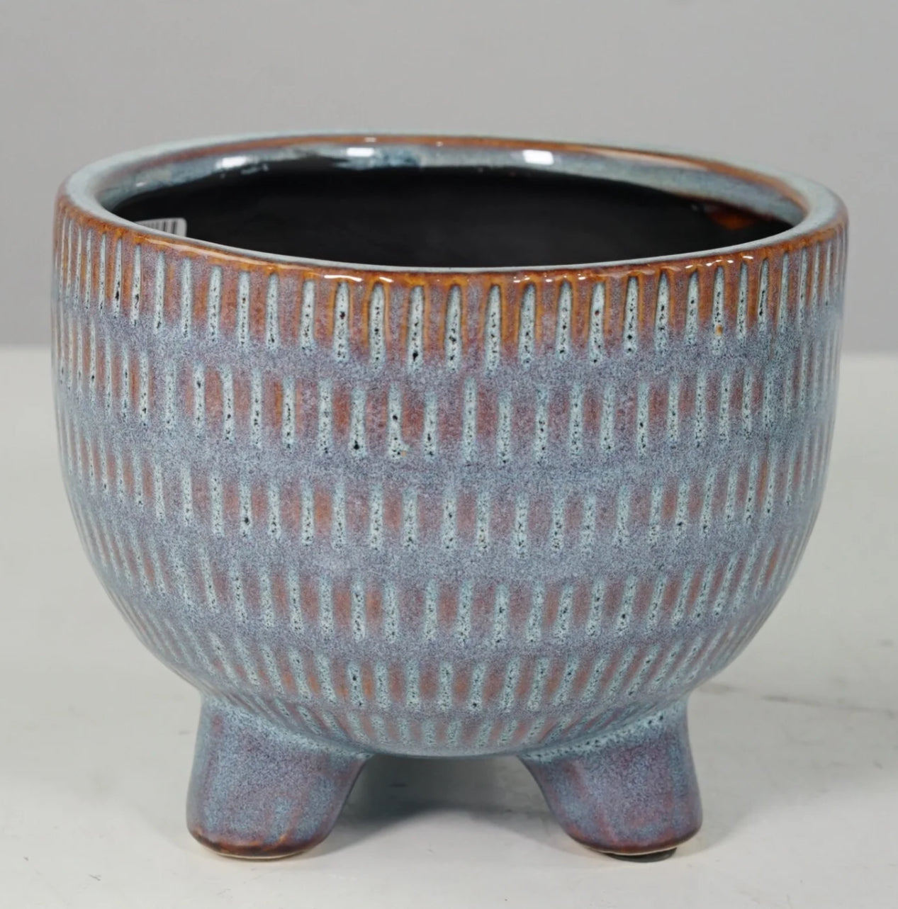 LIGHT BLUE FOOTED CERAMIC POT