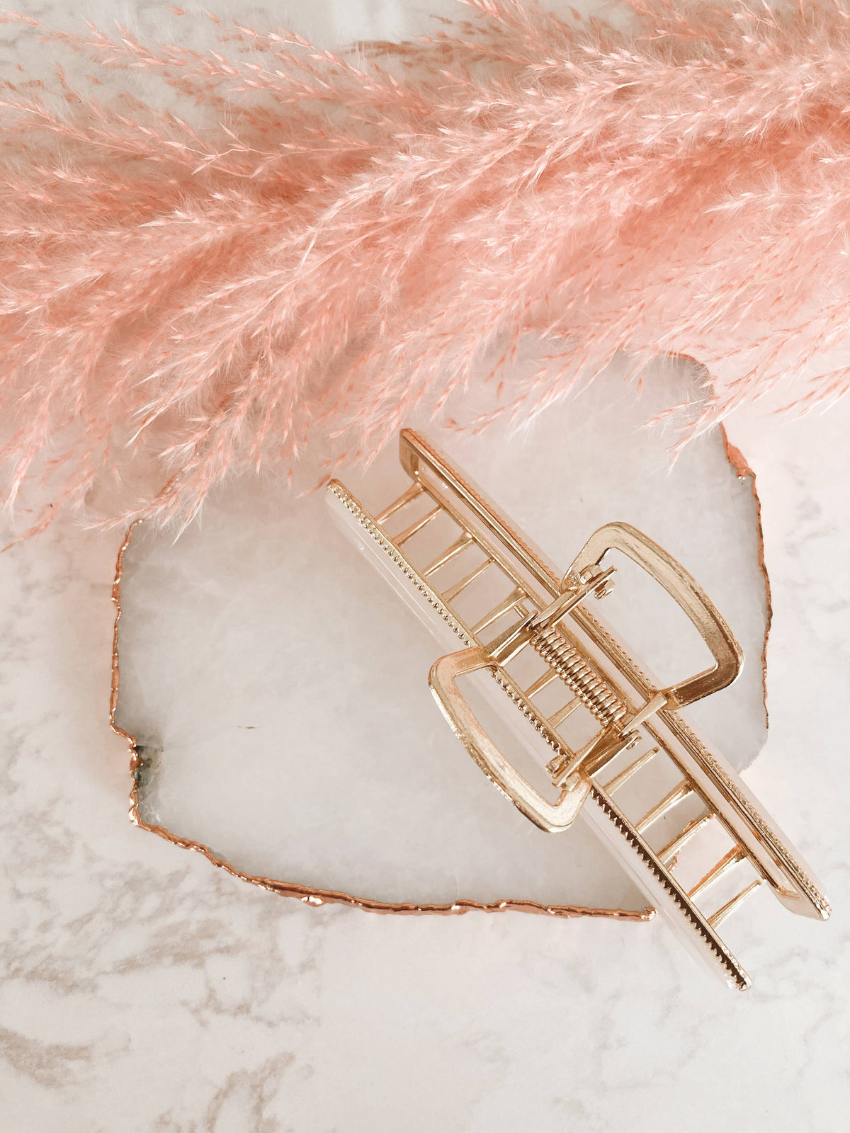 Gold Metal & Pearl Hair Claw Clip