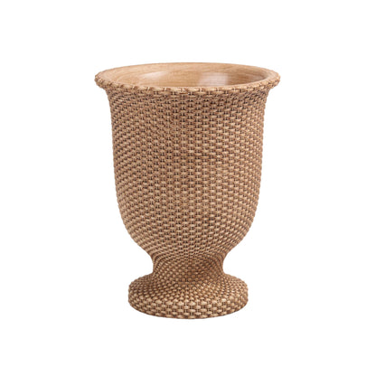 BASKETWEAVE CEMENT TALL URN LARGE