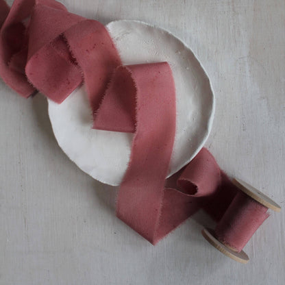 ROSEWOOD Silk Crepe de Chine Ribbon Hand Torn *2 Yards