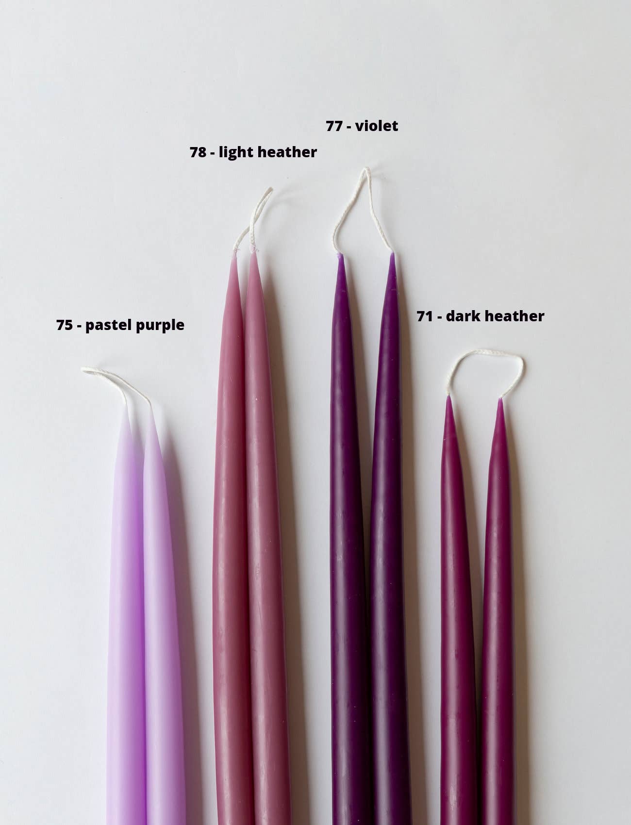 Light Heather Danish Taper Candle | a pair