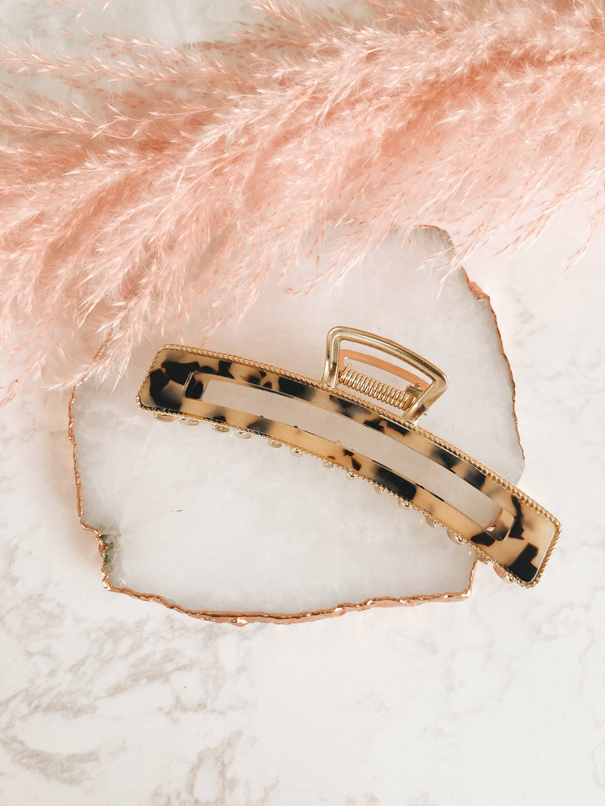 Gold Metal & Tortoise Hair Claw Clip