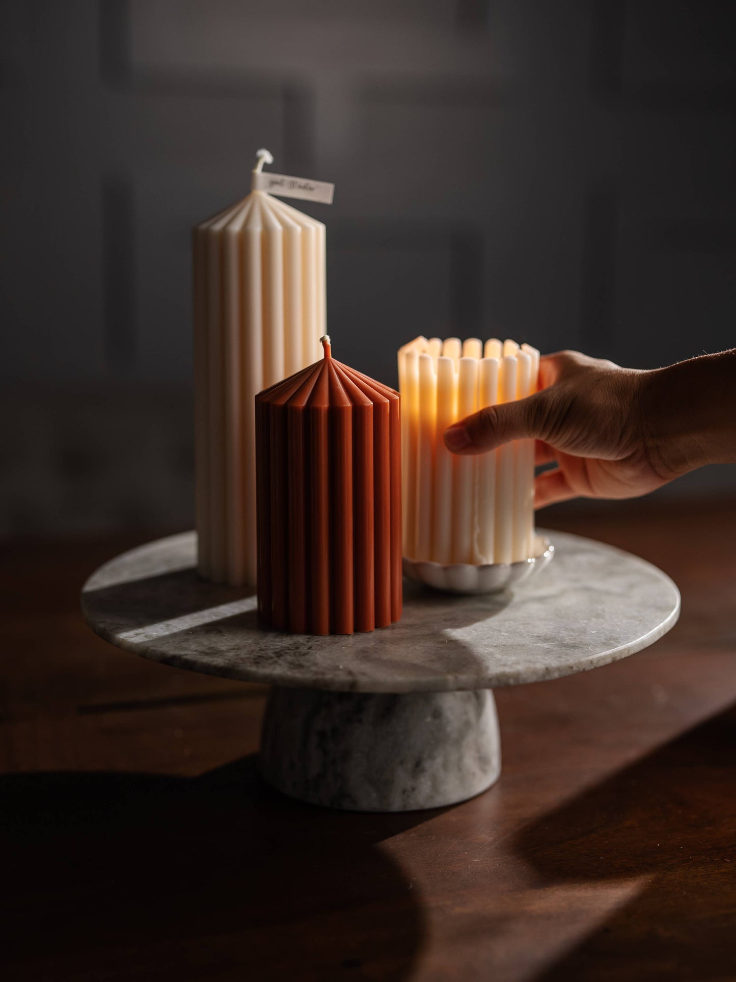 Large Ribbed Pillar Candles | Soy Wax