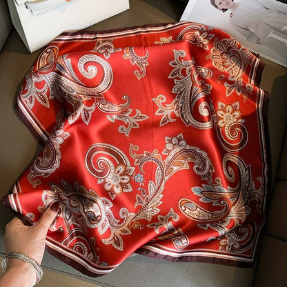 Red Paisley Silk Scarf | 100% Mulberry Silk
