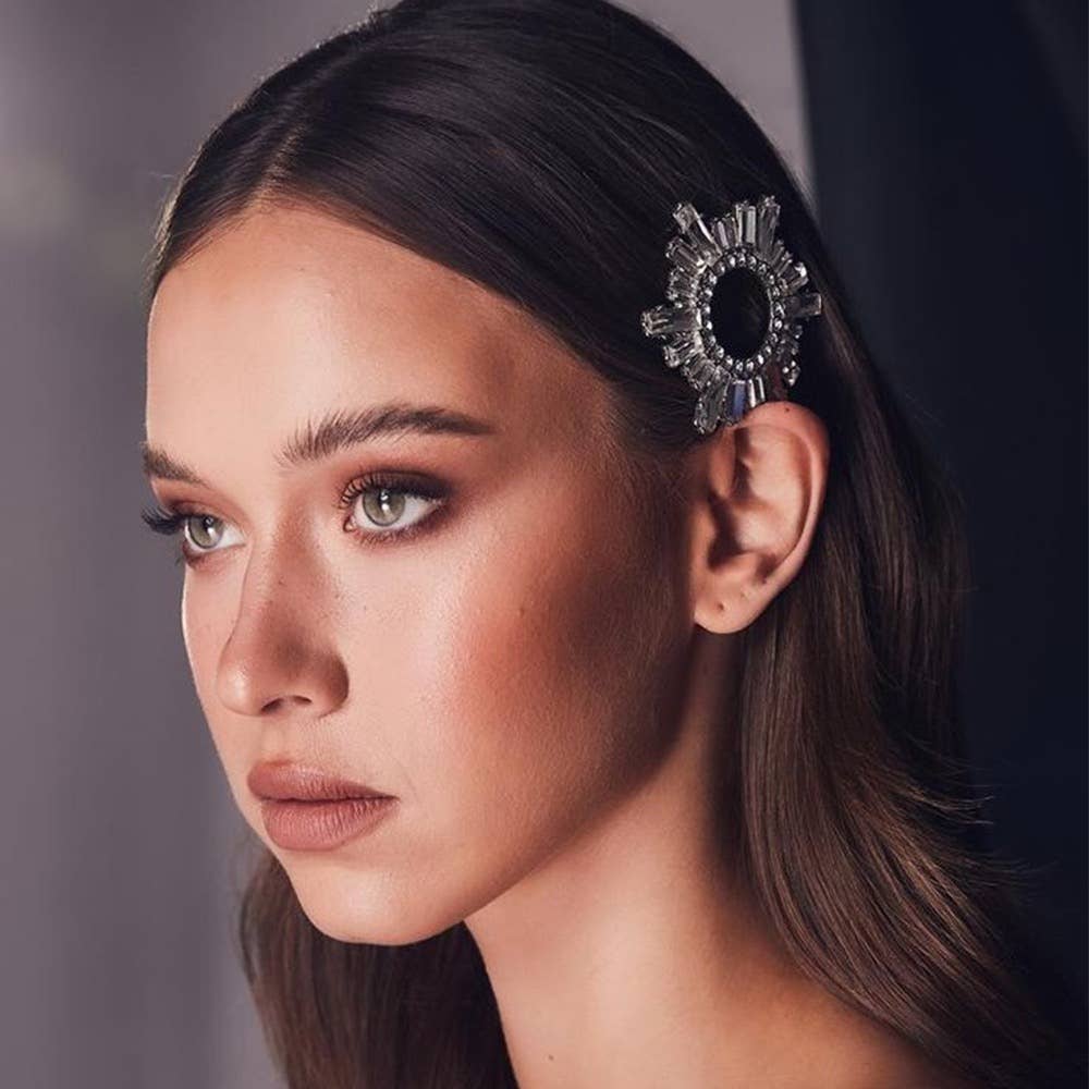 Crystal Sunburst Hair Clip - Sparkling Rhinestone