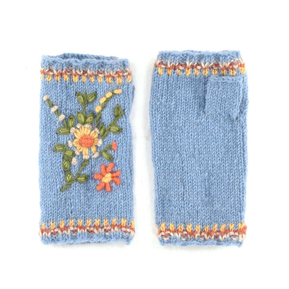 Olivia Knit Wool Handwarmers – Floral Embroidery