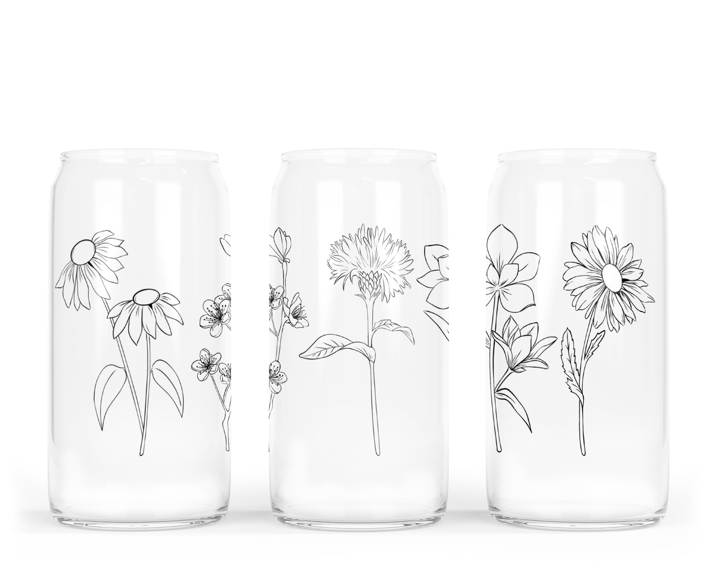 Wildflower Glass Can w Bamboo Lid