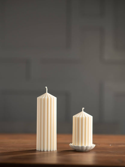 Large Ribbed Pillar Candles | Soy Wax