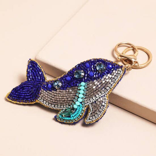 Beaded Whale Keyring and Bag Charm