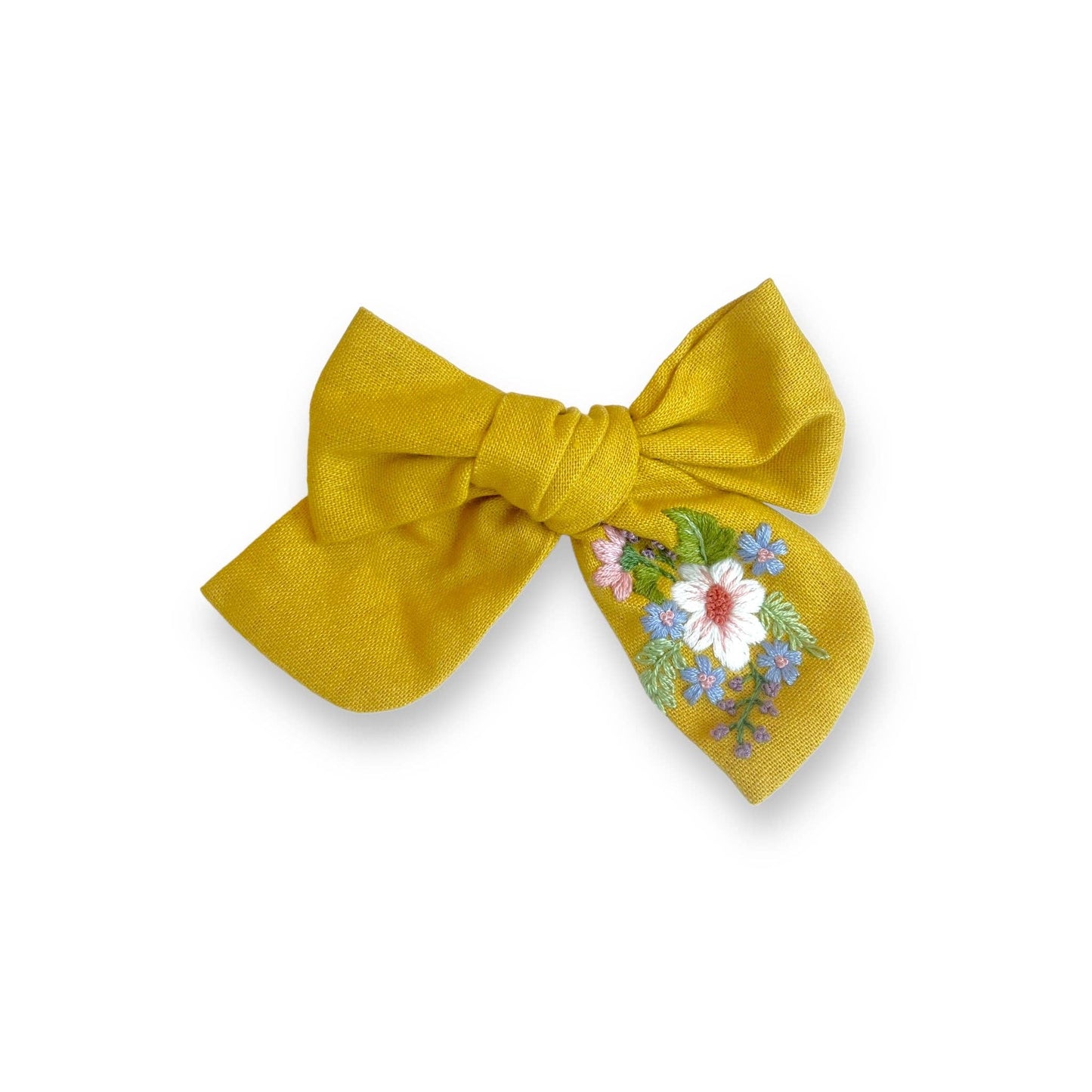 Sunbeam Hand-Embroidered Bright Yellow Bow