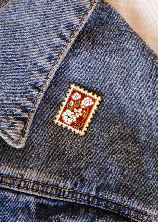 Floral Stamp Enamel Pin