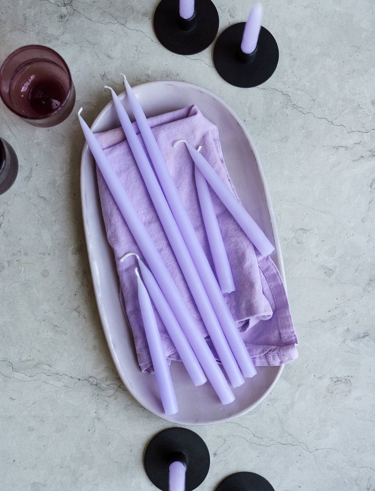 Pastel Purple Danish Taper Candle | A Pair
