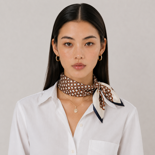 Lattice Chain Silk Scarf | 100% Mulberry Silk