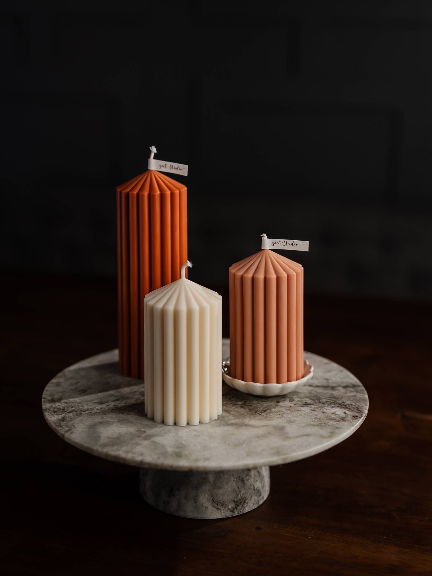 Large Ribbed Pillar Candles | Soy Wax