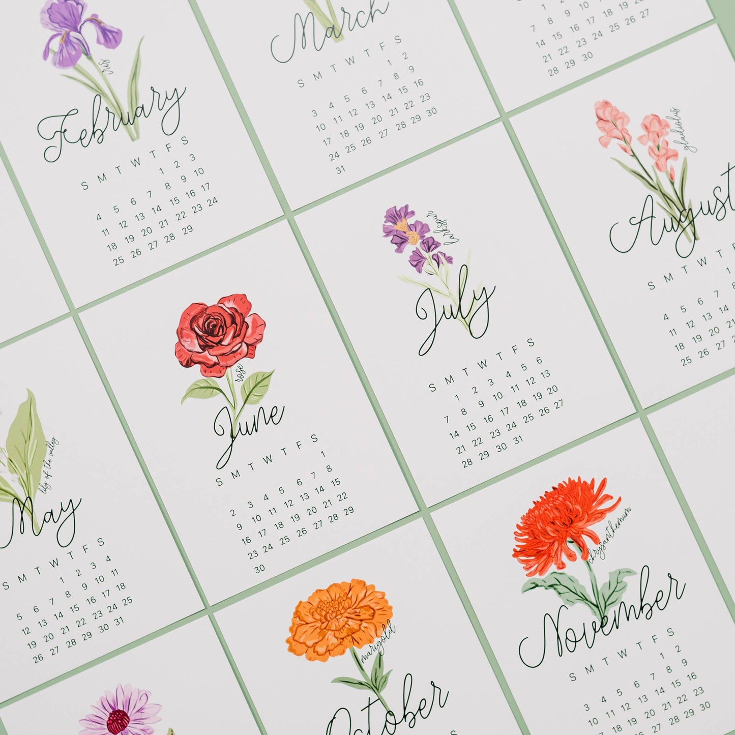 2024 Birth Month Floral Desktop Calendar