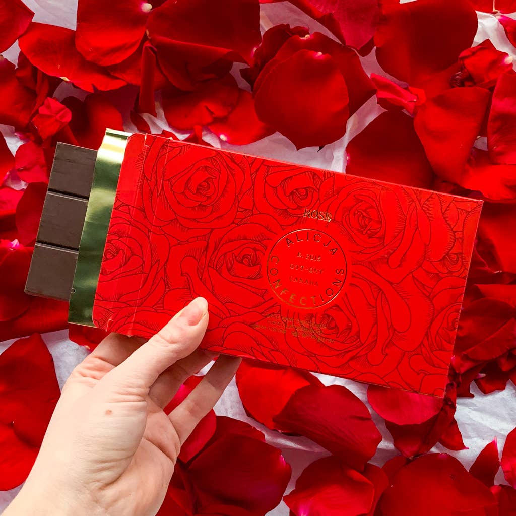 Rose Vegan Dark Postcard Chocolate Bar