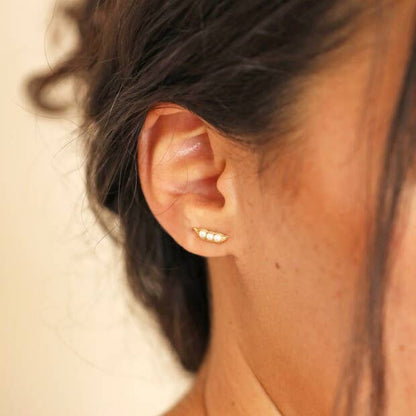 Pearl Peas in a Pod Earrings in Gold (3 Peas)