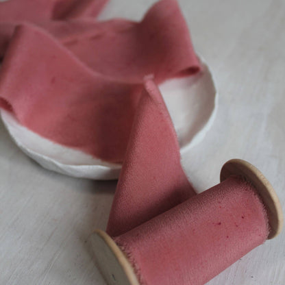 ROSEWOOD Silk Crepe de Chine Ribbon Hand Torn *2 Yards