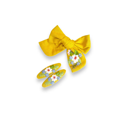 Sunbeam Hand-Embroidered Bright Yellow Bow