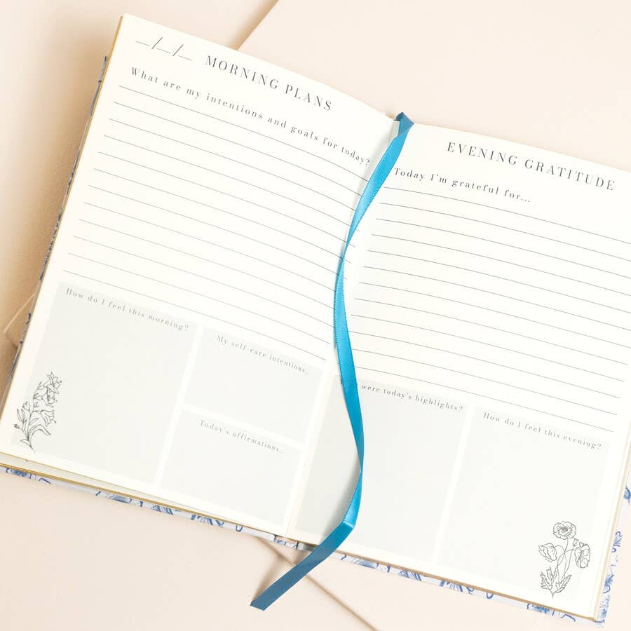 Blue Wildflower Print Daily Gratitude Journal