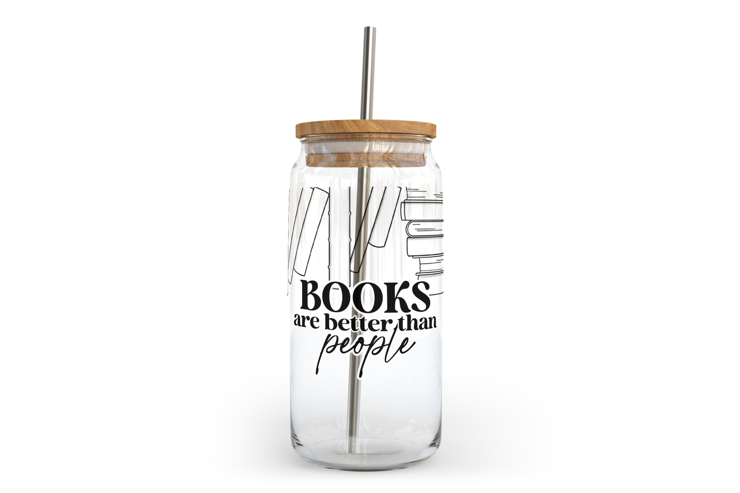 Books Are Better Glass Can w Bamboo Lid | Bookish | Sarcasm