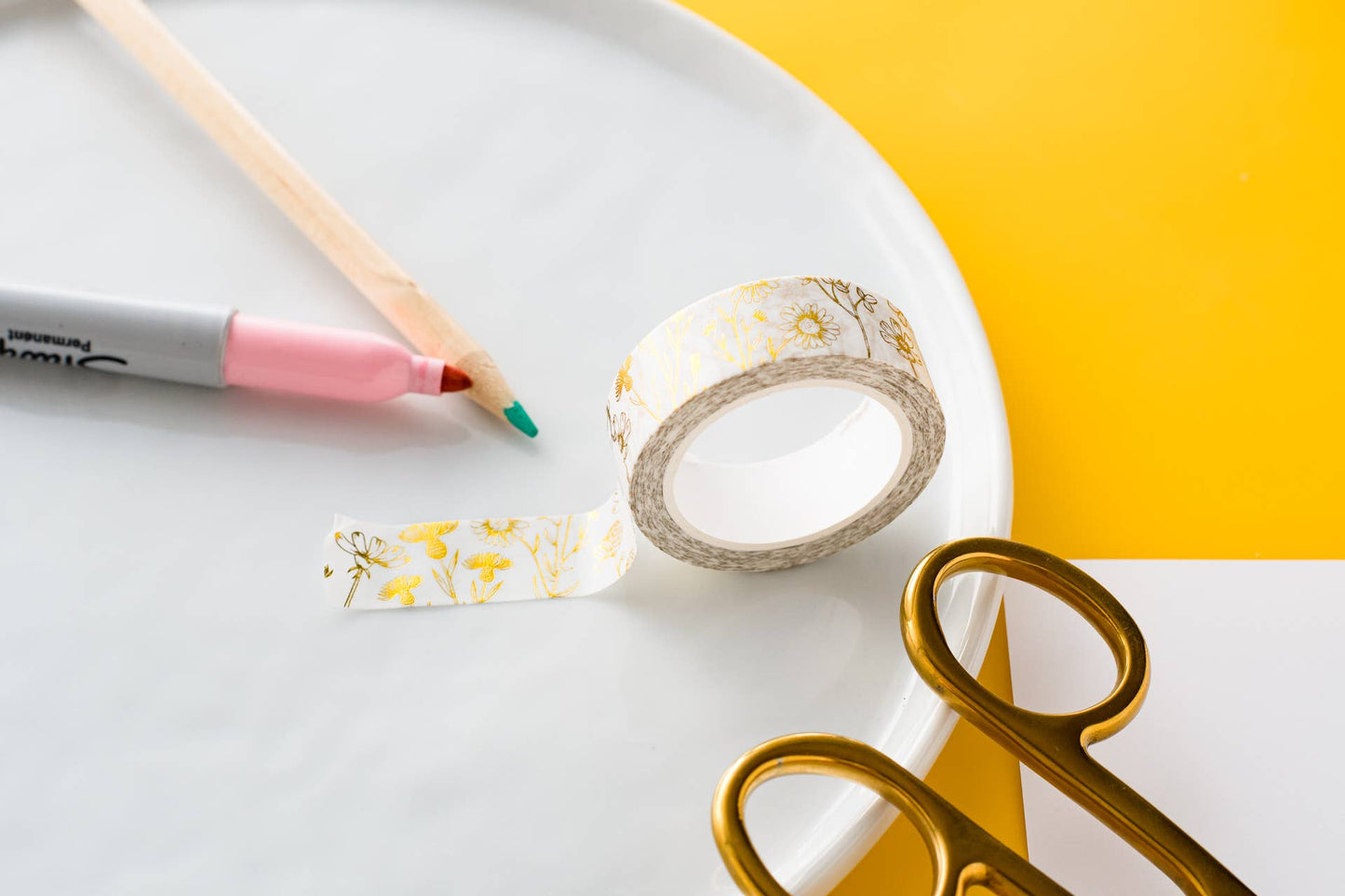 Gold Foil Floral Washi Tape