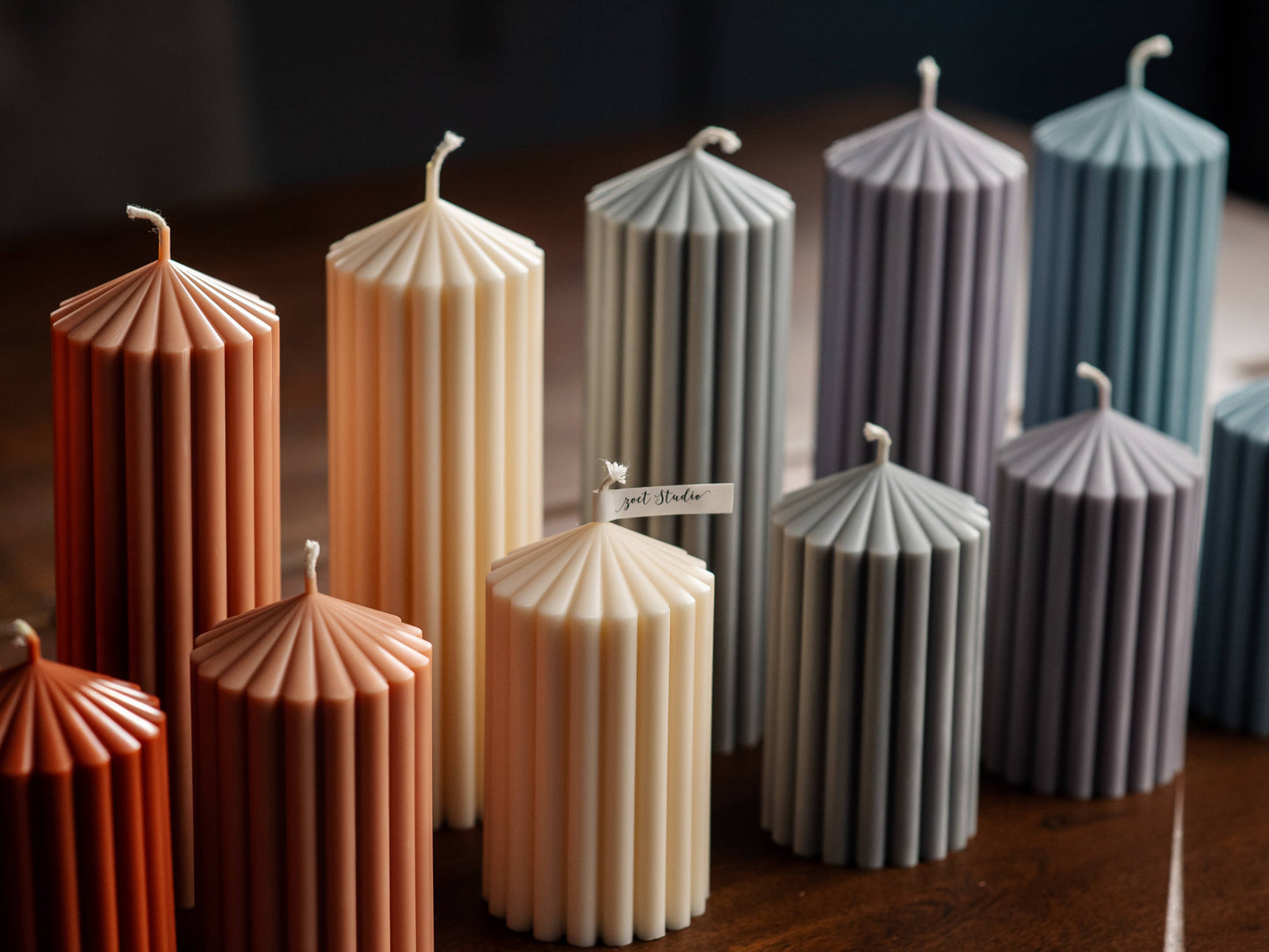 Large Ribbed Pillar Candles | Soy Wax