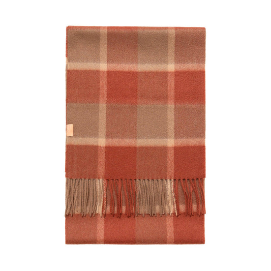 Plaid Cashmere Scarf - Warm Brown Accents