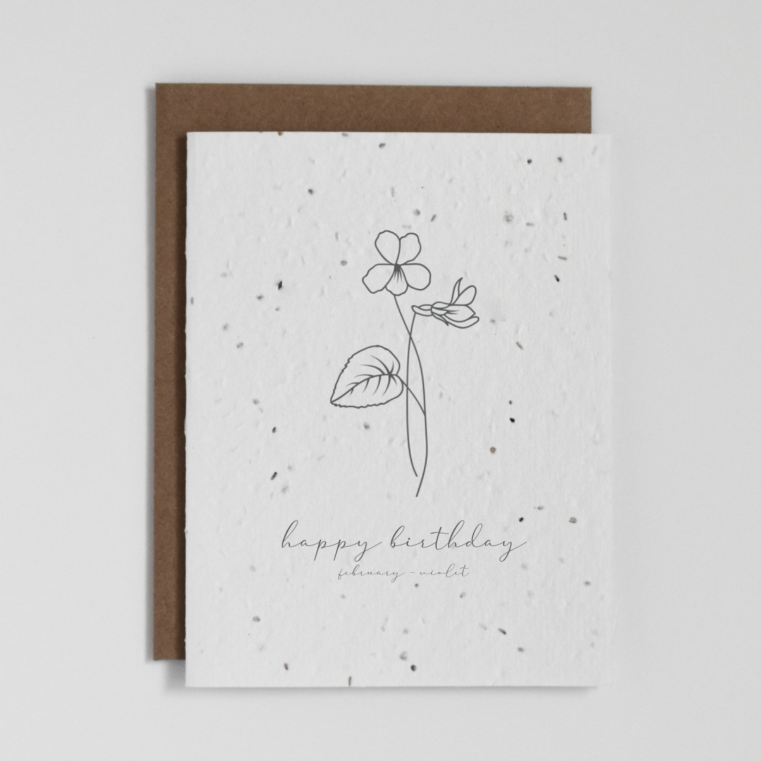 Plantable Card - February Birth Flower (Violet)